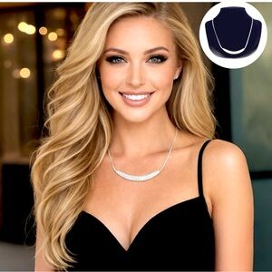 Crown Trifari Rhinestone Necklace | Silver Tone Designer Jewelry